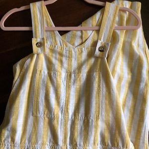 urban outfitters yellow striped overalls